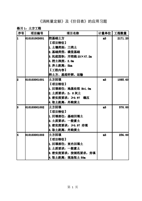 定额及价目表的套题共13页word资料