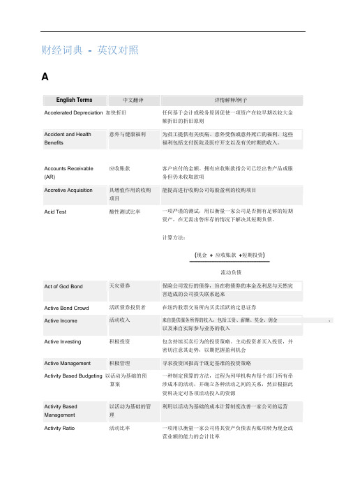最新ACCA财经词典-英汉对照-校对版