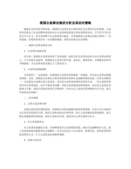 我国公益事业现状分析及其应对策略