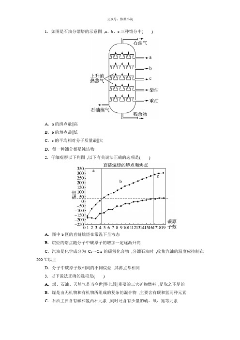 【同步梯度训练】苏教版化学选修五：专题三第一单元第二课时脂肪烃的来源与石油化学工业版含解析