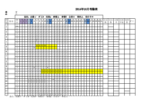 生产企业考勤表