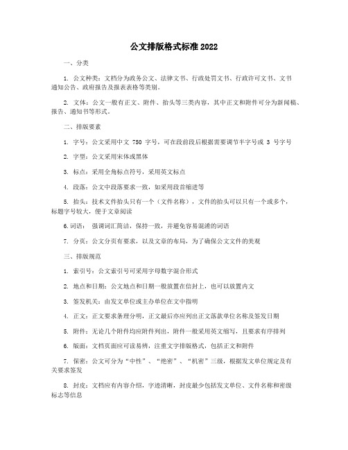 公文排版格式标准2022