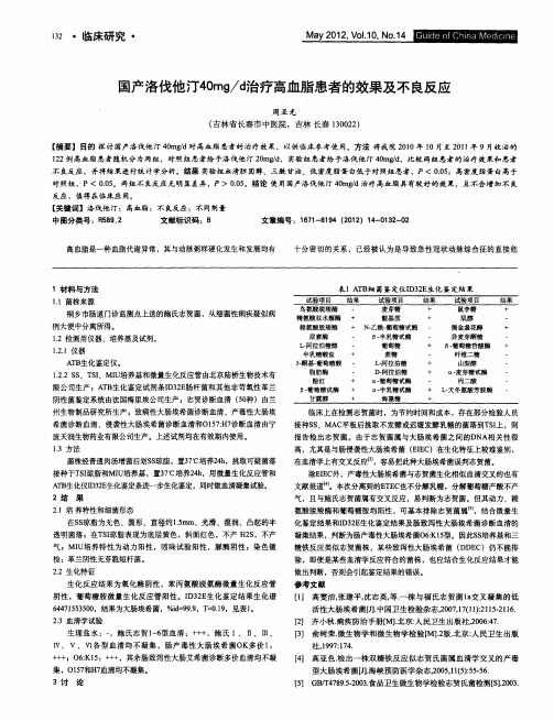 国产洛伐他汀40mg／d治疗高血脂患者的效果及不良反应