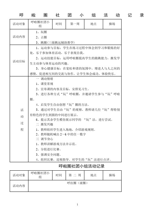 呼啦圈社团活动记录2014-2015