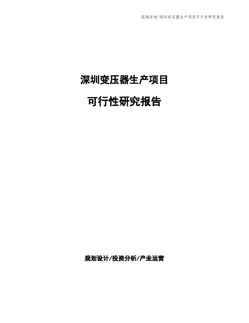 深圳变压器生产项目可行性研究报告