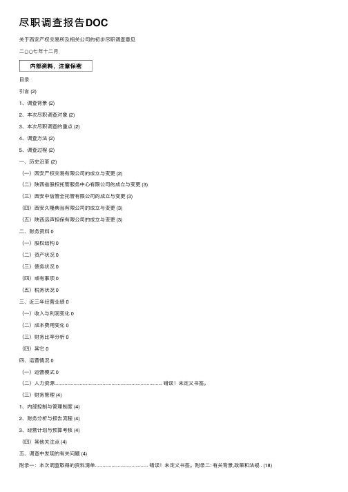 尽职调查报告DOC