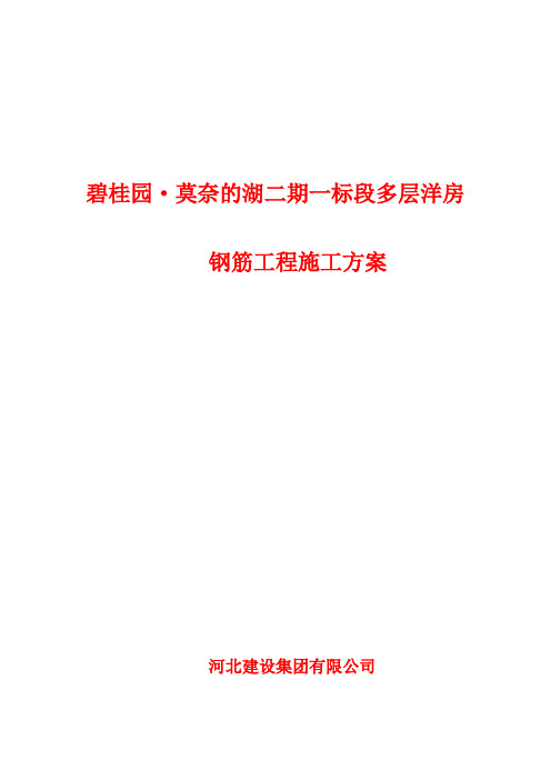 碧桂园莫奈的湖二期一标段多层洋房钢筋工程施工方案27P[优秀工程方案]