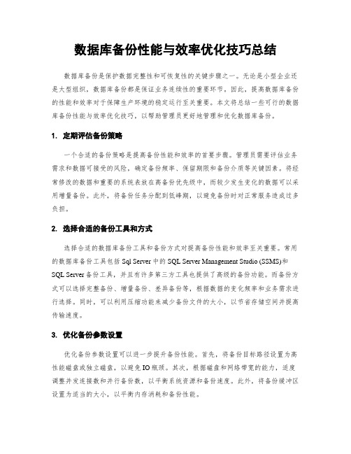 数据库备份性能与效率优化技巧总结