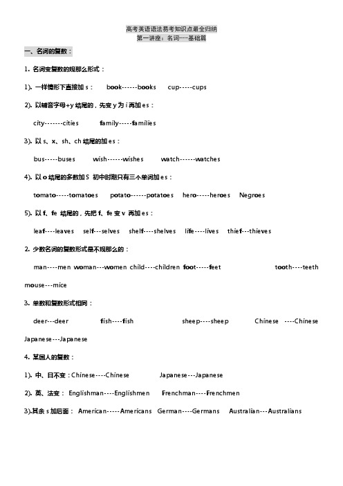 2017年高考英语语法知识最全归纳