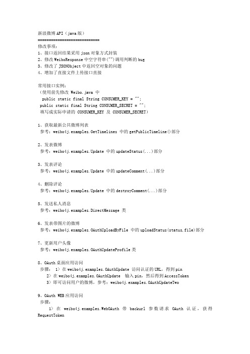 新浪微博API接口(JAVA版)