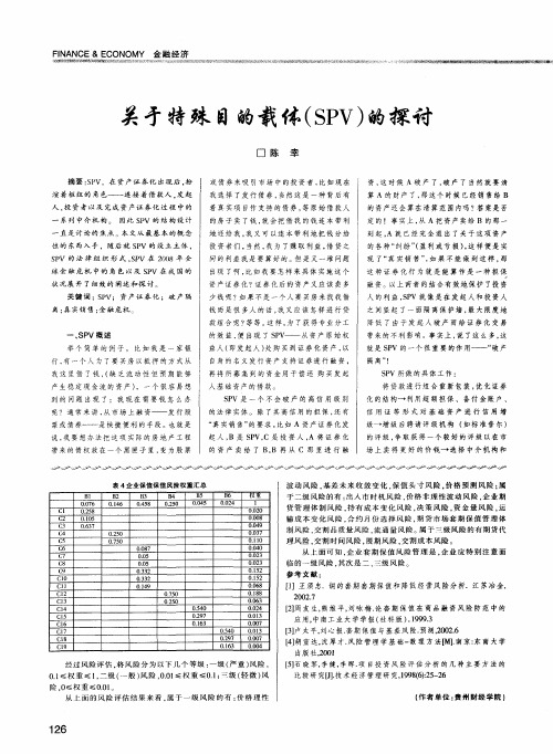 关于特殊目的载体(SPV)的探讨