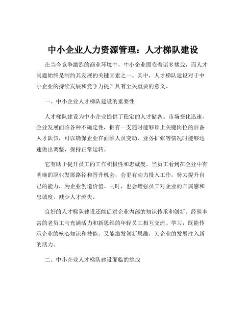 中小企业人力资源管理：人才梯队建设