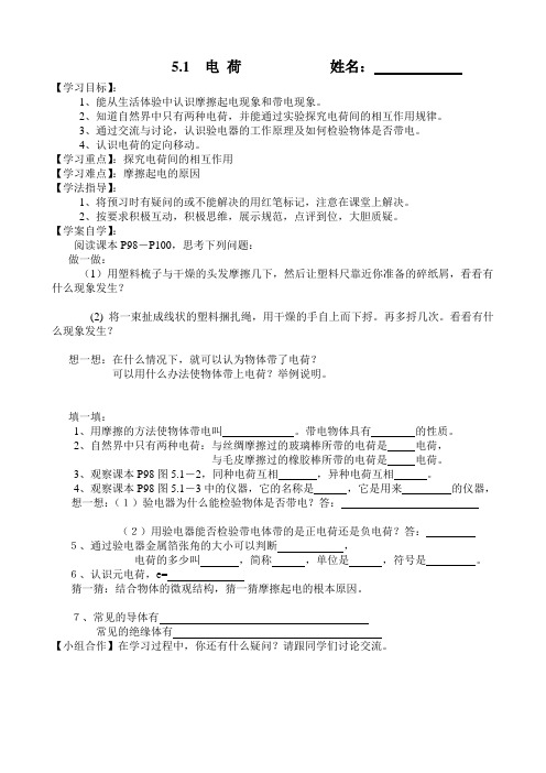 5.1电荷导学案