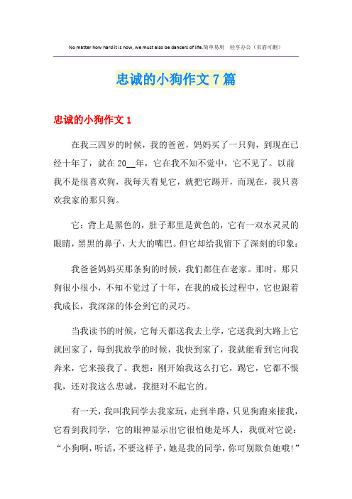 忠诚的小狗作文7篇