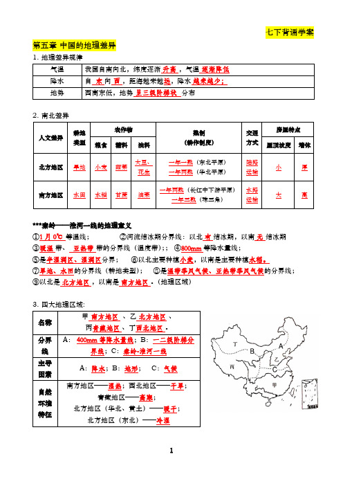 2024年中考地理复习《中国地理》北方地区知识点