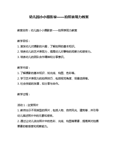 幼儿园小小摄影家——拍照表现力教案