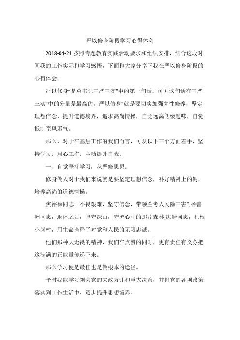 严以修身阶段学习心得体会