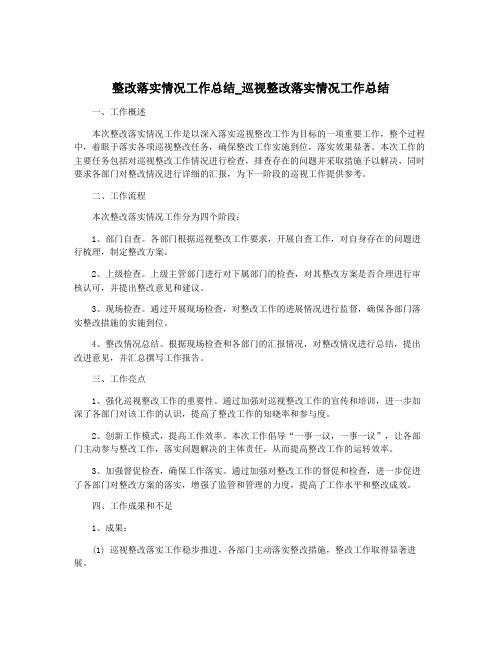 整改落实情况工作总结_巡视整改落实情况工作总结