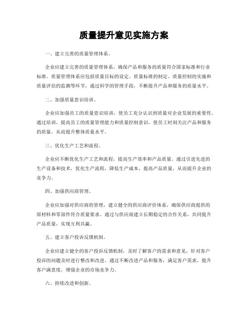 质量提升意见实施方案