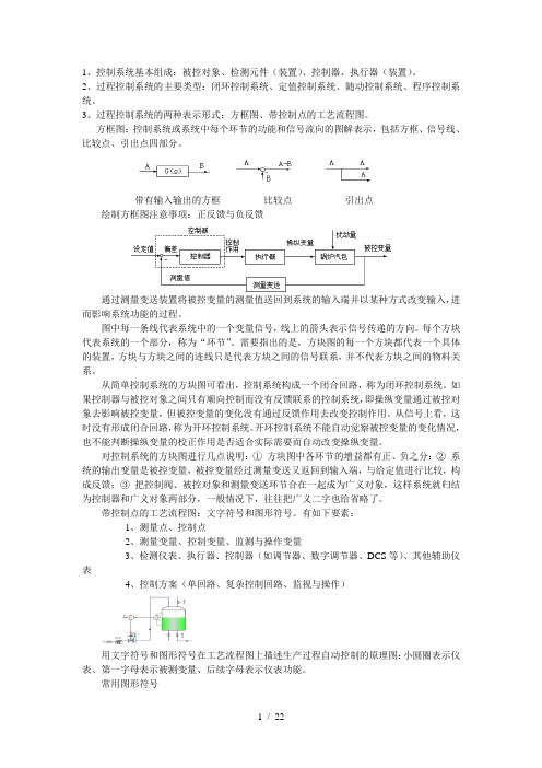 2014过程控制系统复习摘要