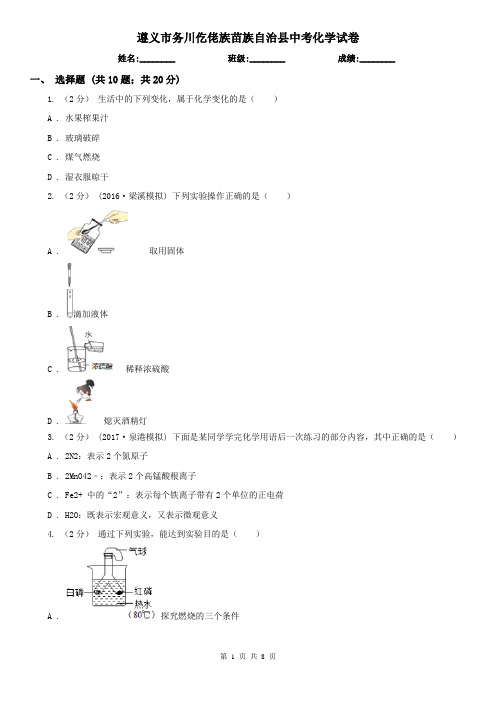 遵义市务川仡佬族苗族自治县中考化学试卷