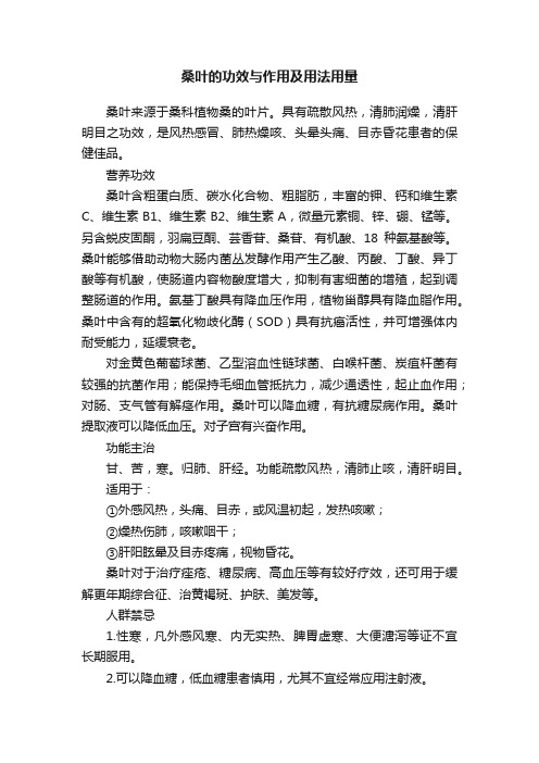 桑叶的功效与作用及用法用量