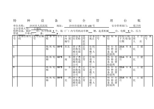 特种设备安全管理台账