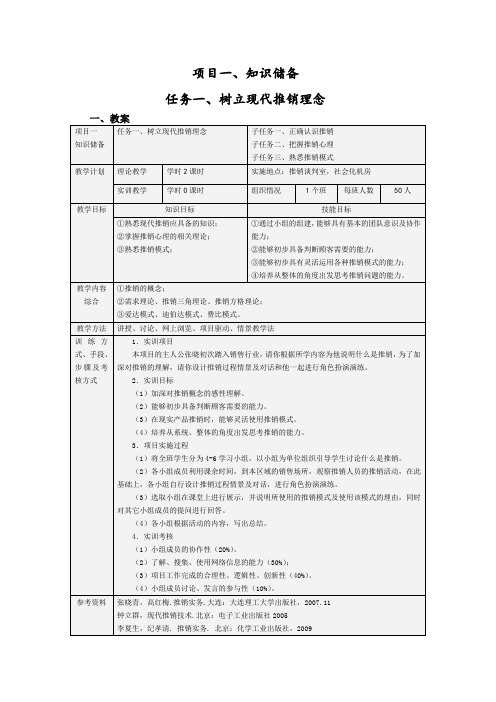 《推销与商务谈判》—教学教案