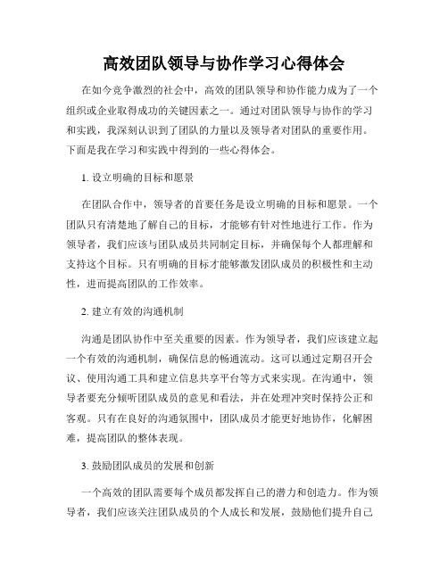 高效团队领导与协作学习心得体会