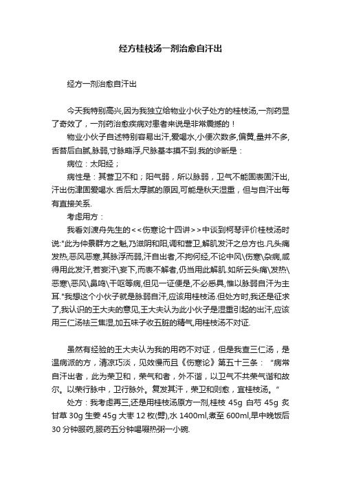 经方桂枝汤一剂治愈自汗出