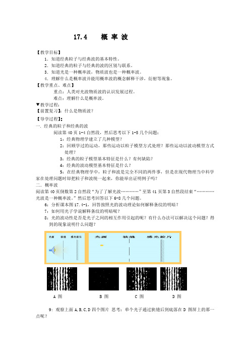 高中物理选修3-5教案《概率波》(人教版)