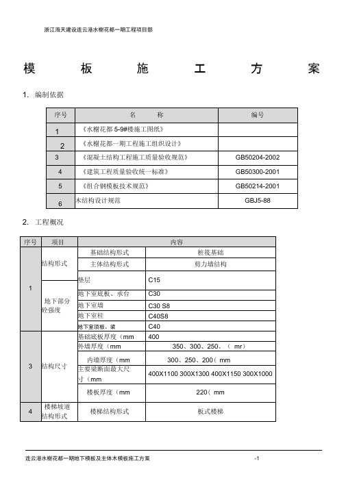 完整版地下室模板方案