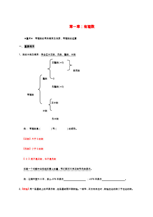 七年级上册数学第一章知识点归纳