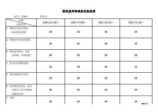 固体废弃物堆放处检查记录表