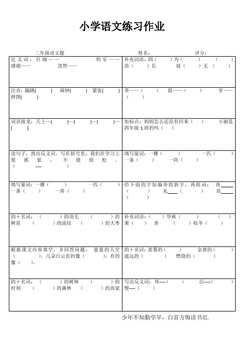 小学二年级语文课后强化训练III (23)