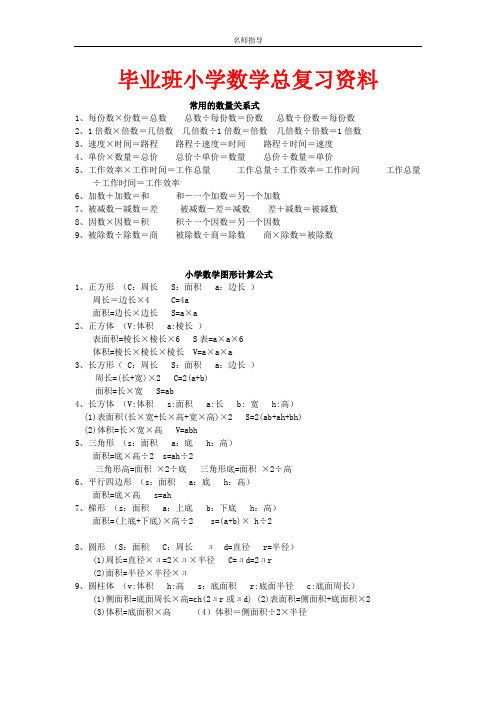 【小升初数学毕业考试】2020年北师大小学毕业班数学总复习资料.doc