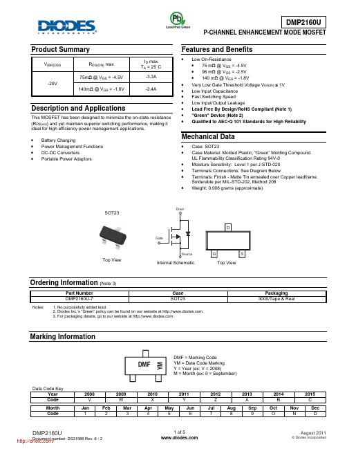 DMP2160U-7;中文规格书,Datasheet资料