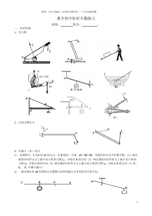 惠丰初中杠杆专题练习