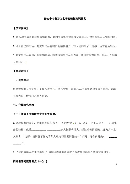 (名师整理)最新人教部编版语文中考《名著阅读》专题复习教案(含答案)