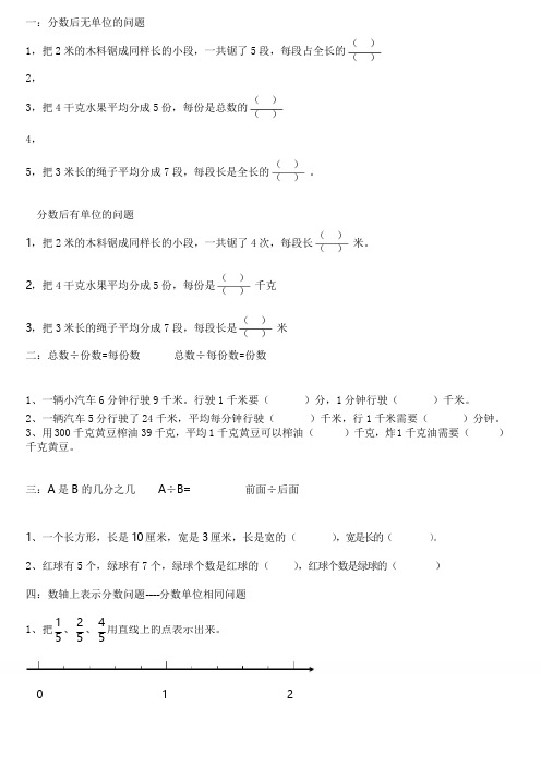 五年级下分数知识点---四类题型