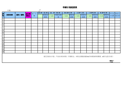 印刷生产计划排程表