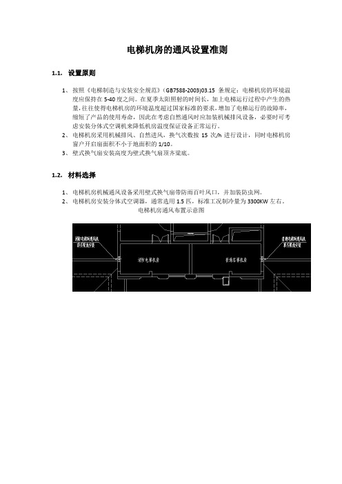 电梯机房的通风设置准则
