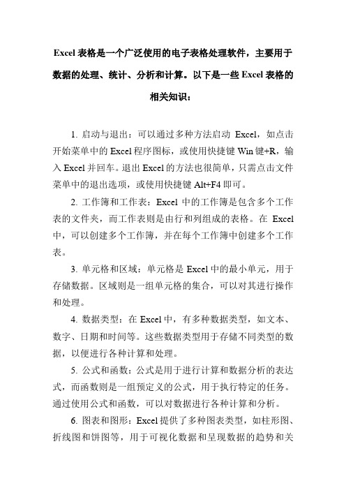 excel表格的相关知识