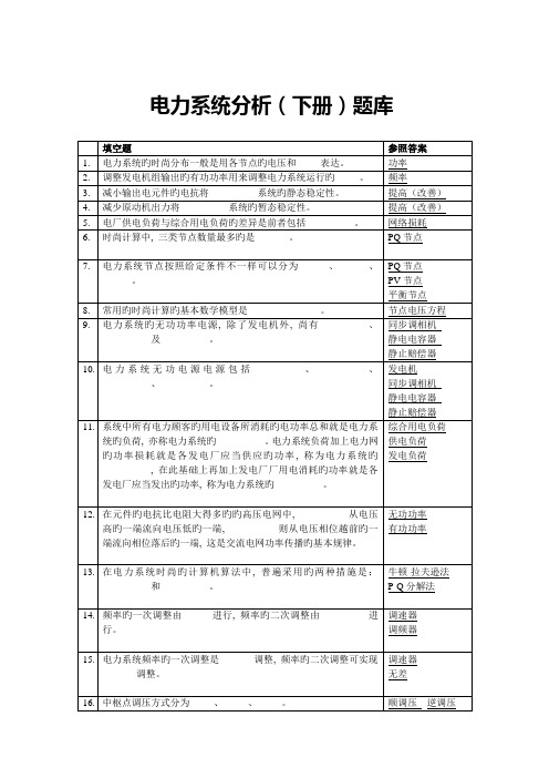 2023年电力系统分析下册题库