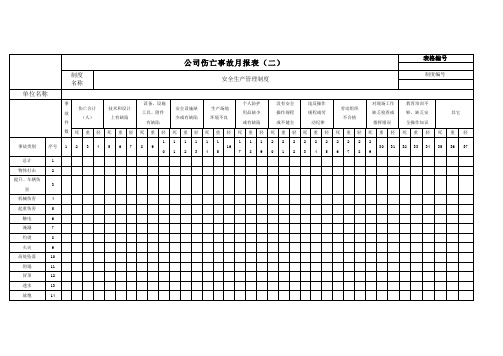 公司伤亡事故月报表(二)