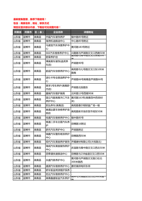 新版山东省淄博市高青县汽车保养企业公司商家户名录单联系方式地址大全26家