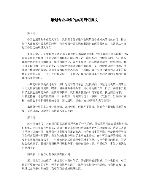 策划专业毕业的实习周记范文