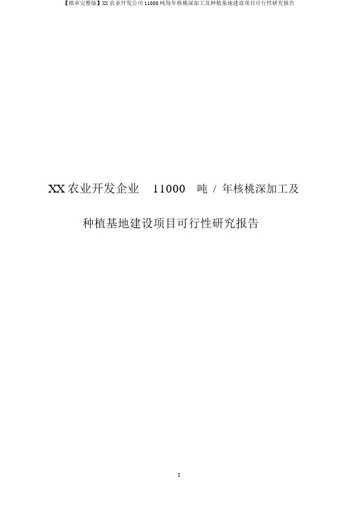 【报审完整版】XX农业开发公司11000吨每年核桃深加工及种植基地建设项目可行性研究报告