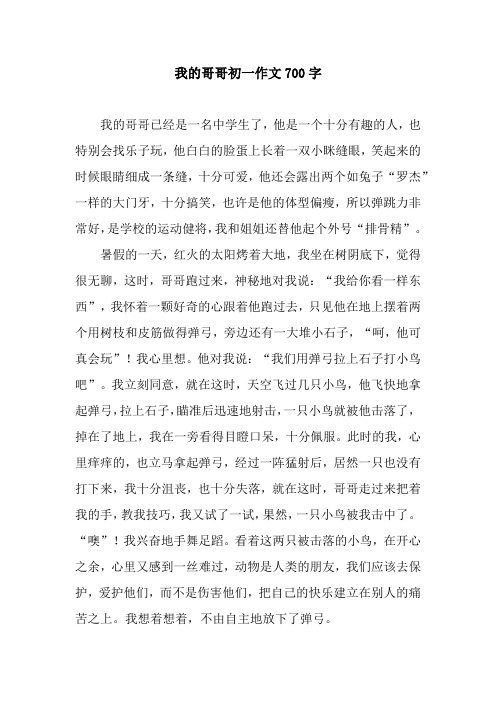 我的哥哥初一作文700字