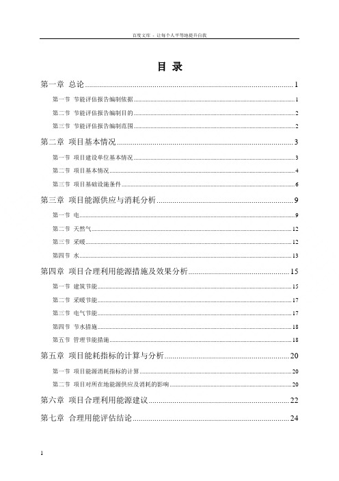 项目节能评估报告报告模板